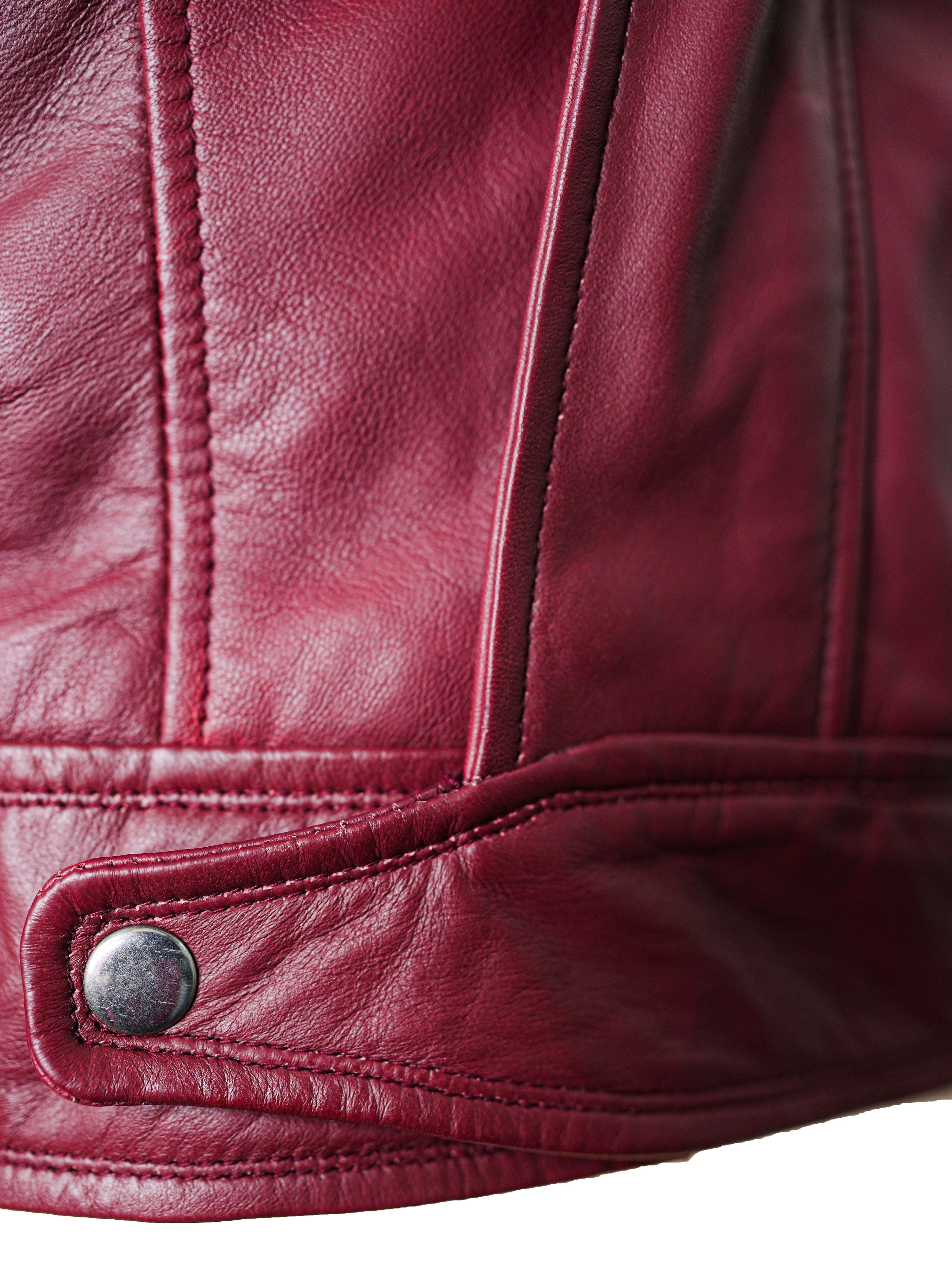 Jade Mens Maroon Zip-Up Bomber Leather Jacket