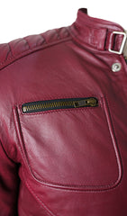 Jade Mens Maroon Zip-Up Bomber Leather Jacket