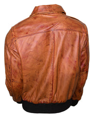 Distressed Bomber Brown Leather Jacket