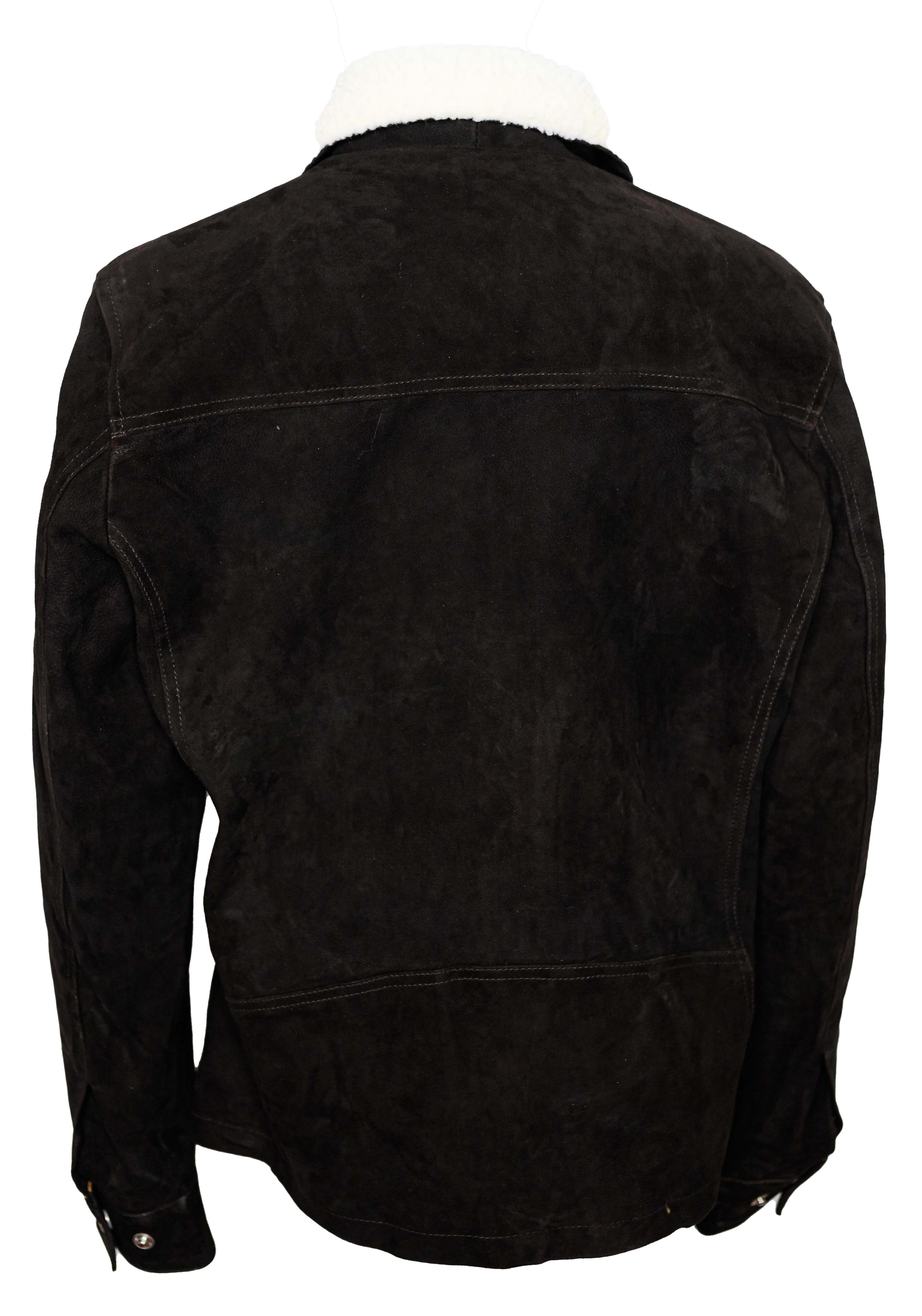 Black Shearling Suede Bomber Jacket