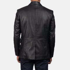 Polyester Lining Black Leather Blazer