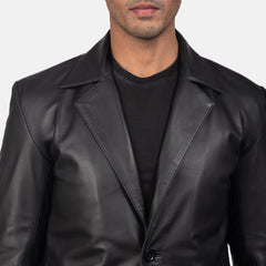 Polyester Lining Black Leather Blazer