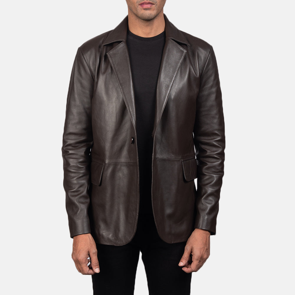 Men's Daron Brown Leather Blazer