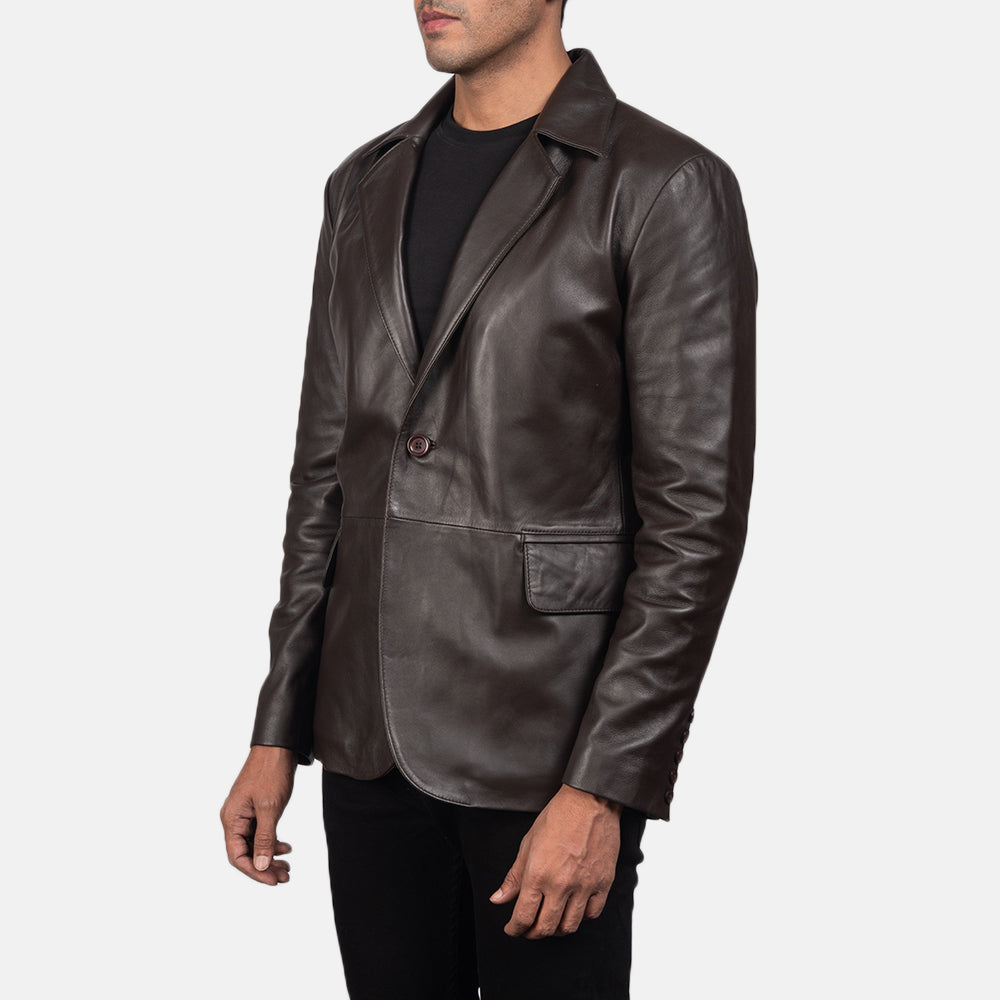 Men's Daron Brown Leather Blazer