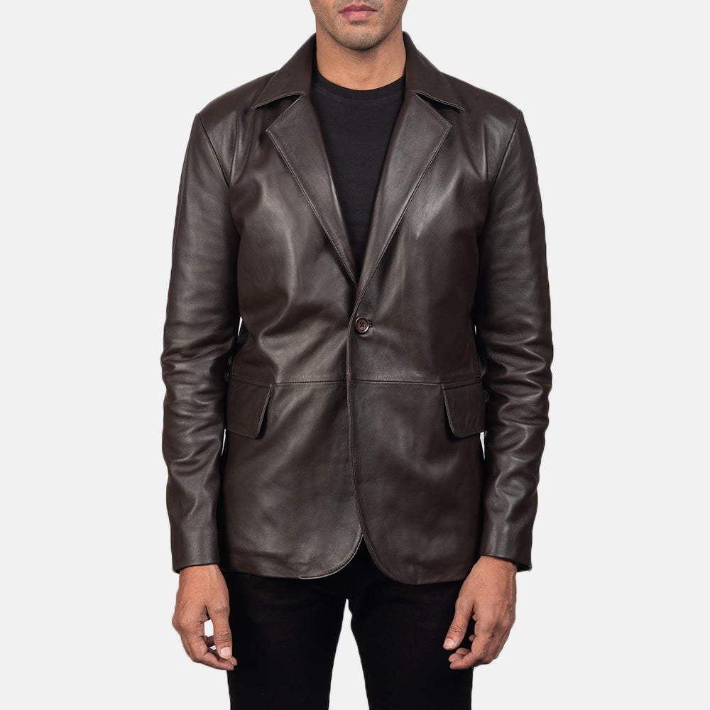 Men's Daron Brown Leather Blazer