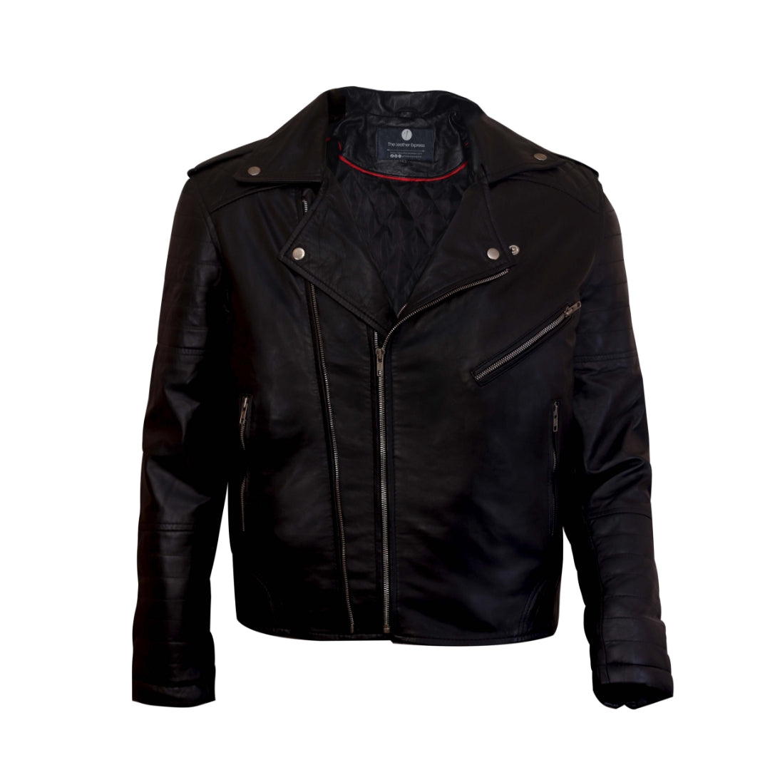 Freaky Mens Black Motorcycle Leather Jacket