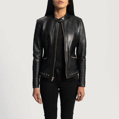Haley Ray Black Leather Biker Jacket