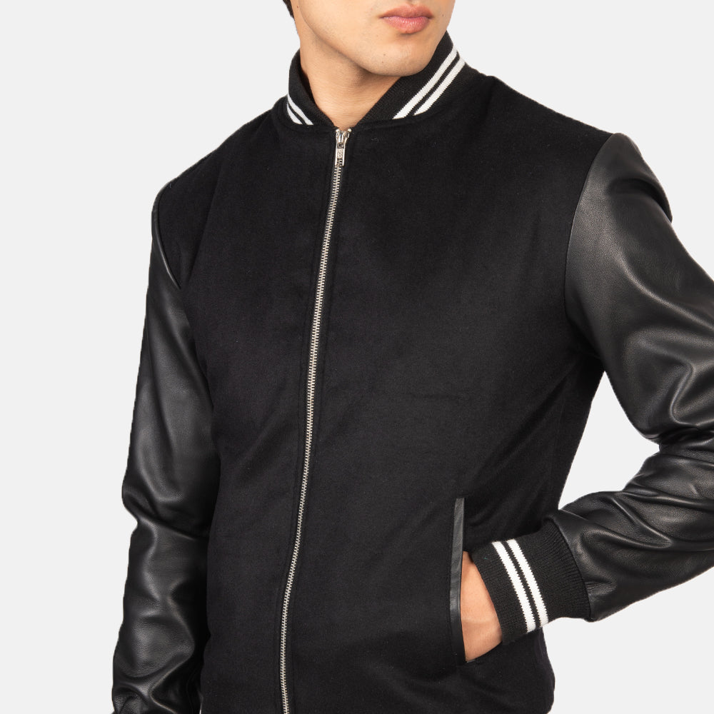 Harrison Black Hybrid Varsity Jacket