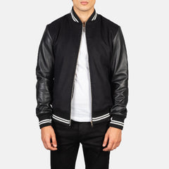 Harrison Black Hybrid Varsity Jacket