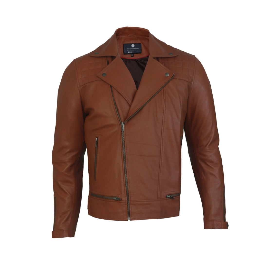 Ironwood Tan Biker Leather Jacket