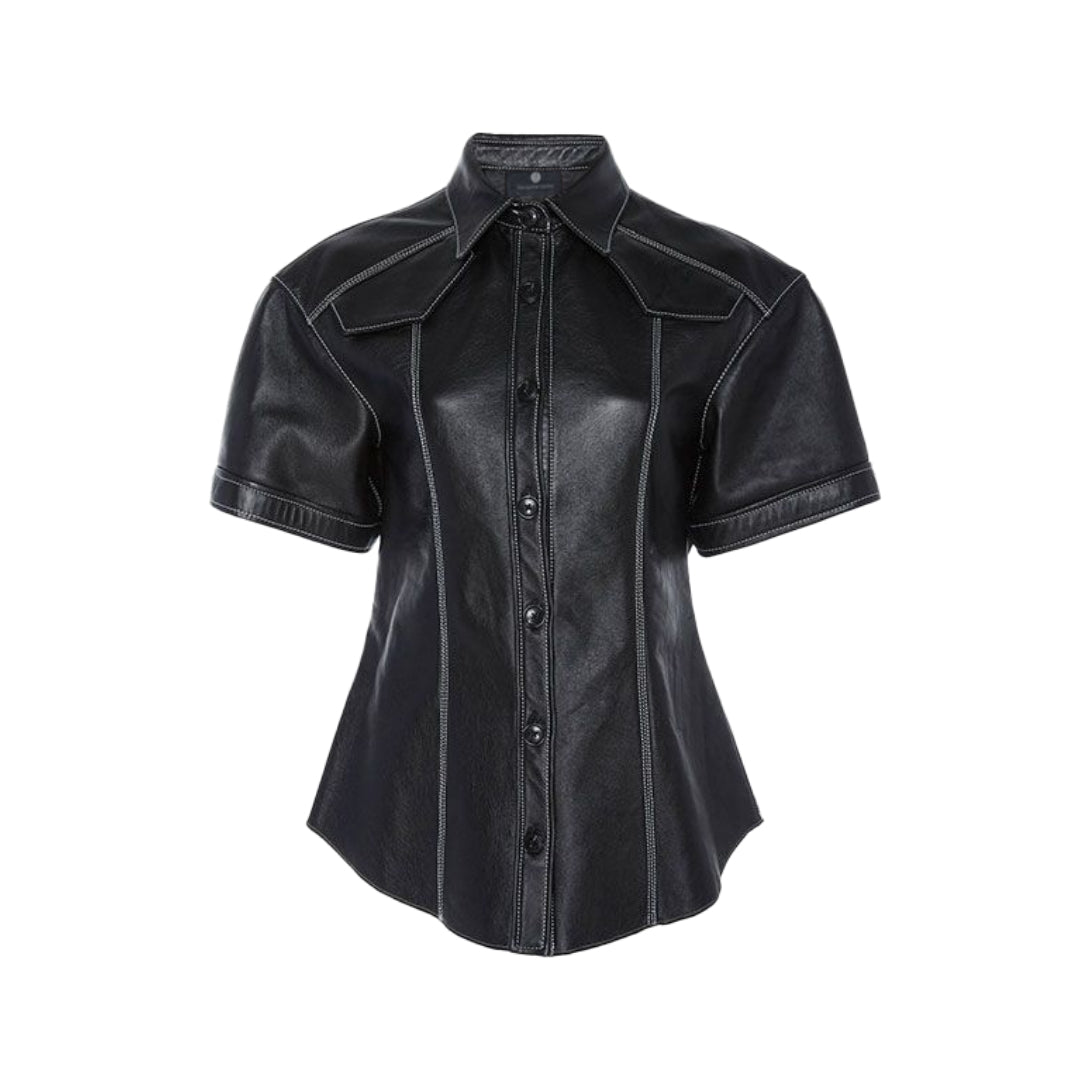 Leather Shirt Half Sleeves