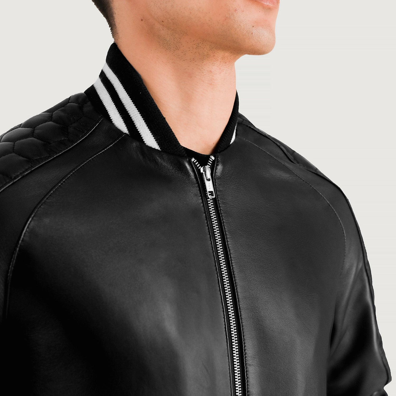 Pascal Black Leather Varsity Jacket