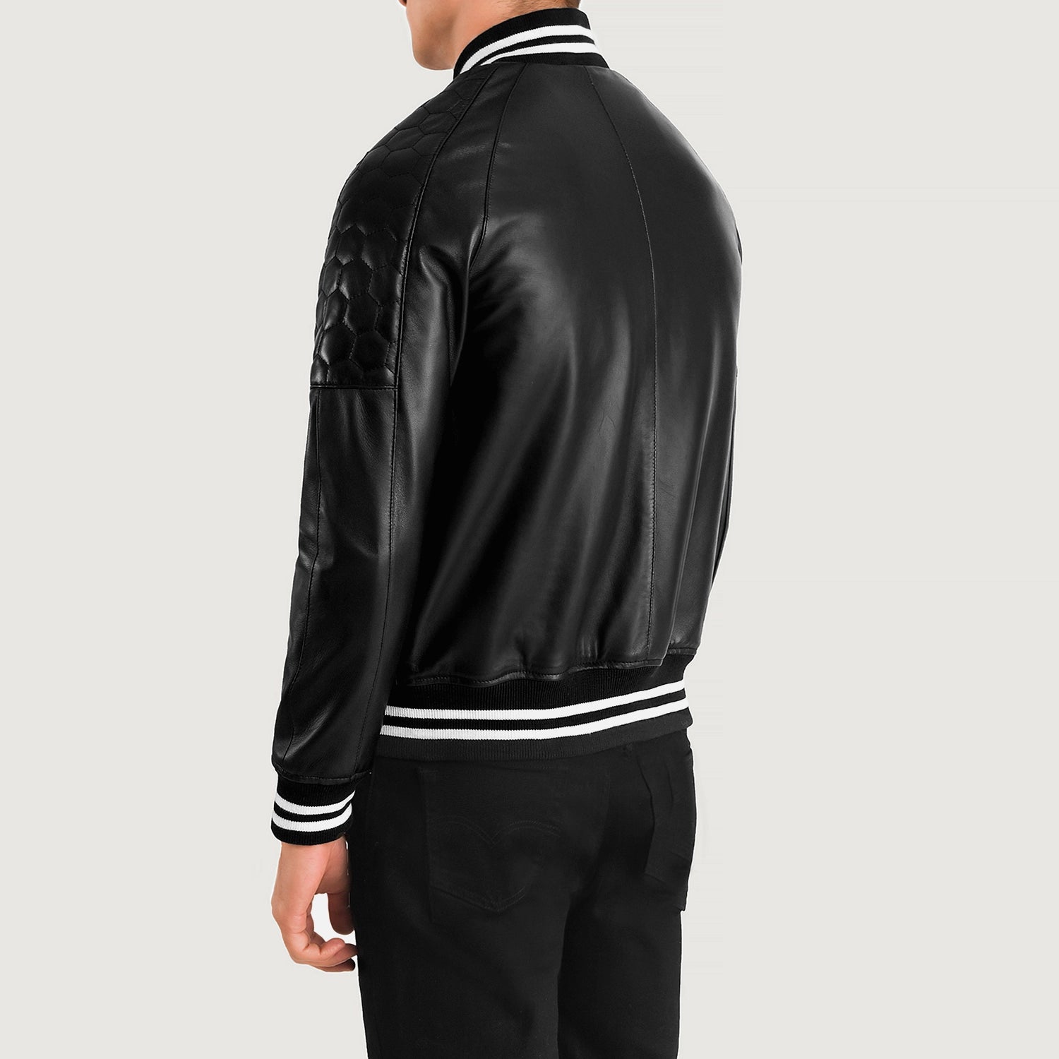 Pascal Black Leather Varsity Jacket