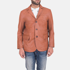 Tan Brown Leather Blazer