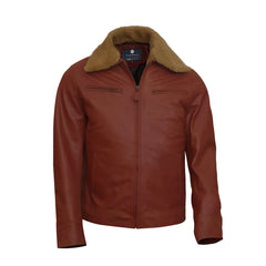 Mens Camel Brown Bomber Leather Jacket