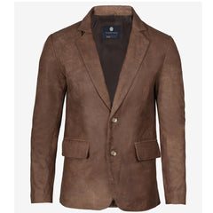 Men's Rub Off Light Brown Lambskin Leather Blazer