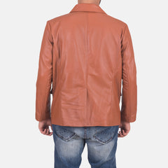 Tan Brown Leather Blazer