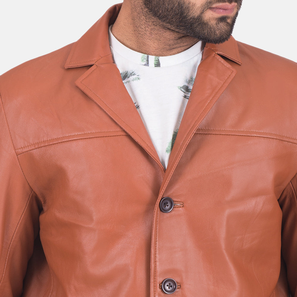 Tan Brown Leather Blazer