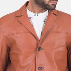 Tan Brown Leather Blazer