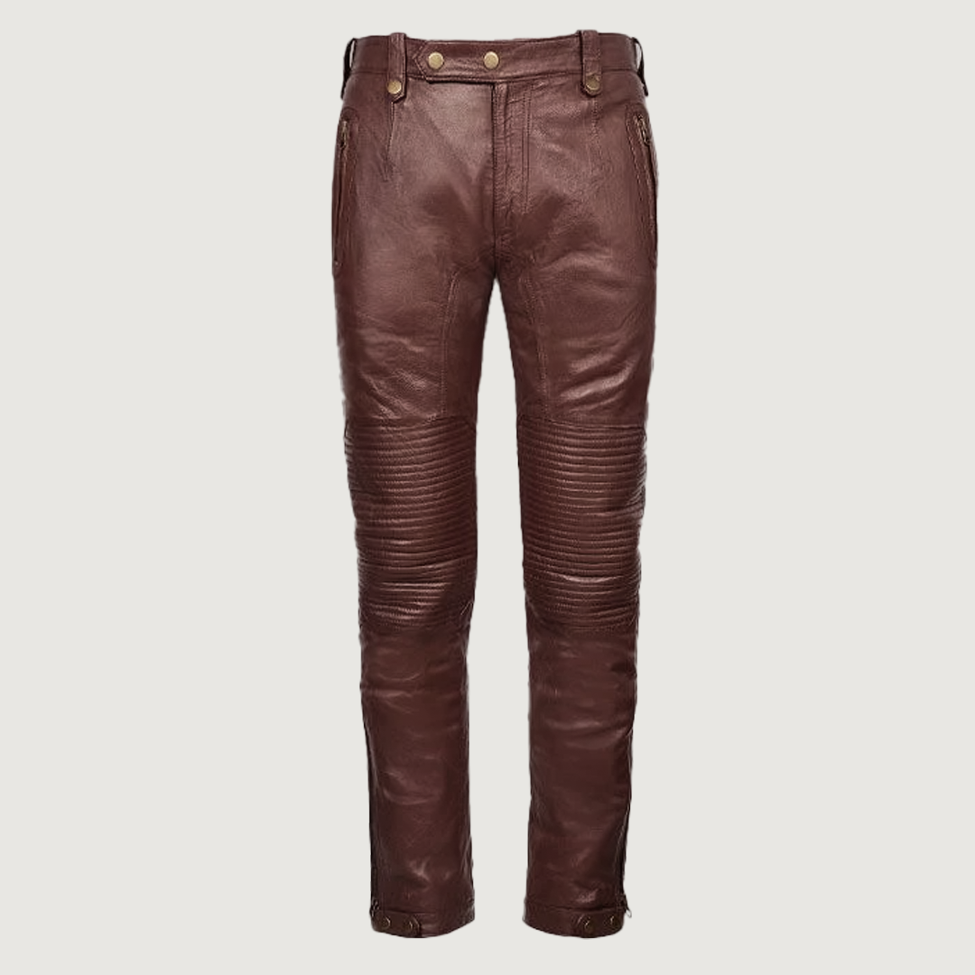 Soft Maroon Washed Leather Pants