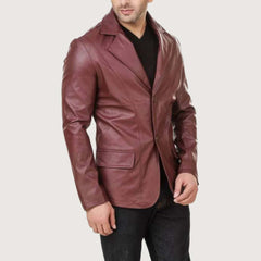 Satin Lining Men's Leather Blazer