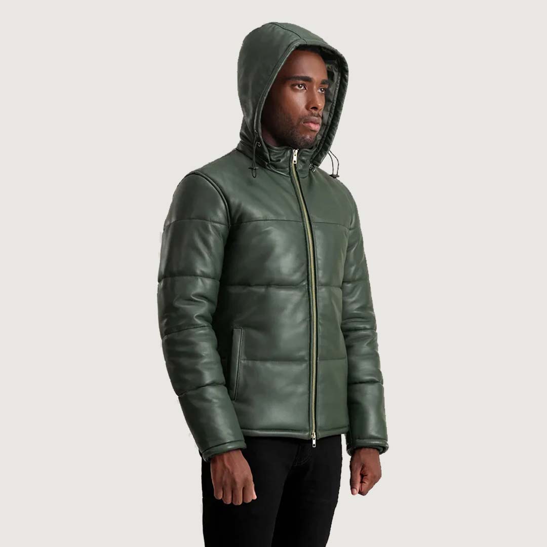 Gordon Green Hooded Leather Puffer Jacket