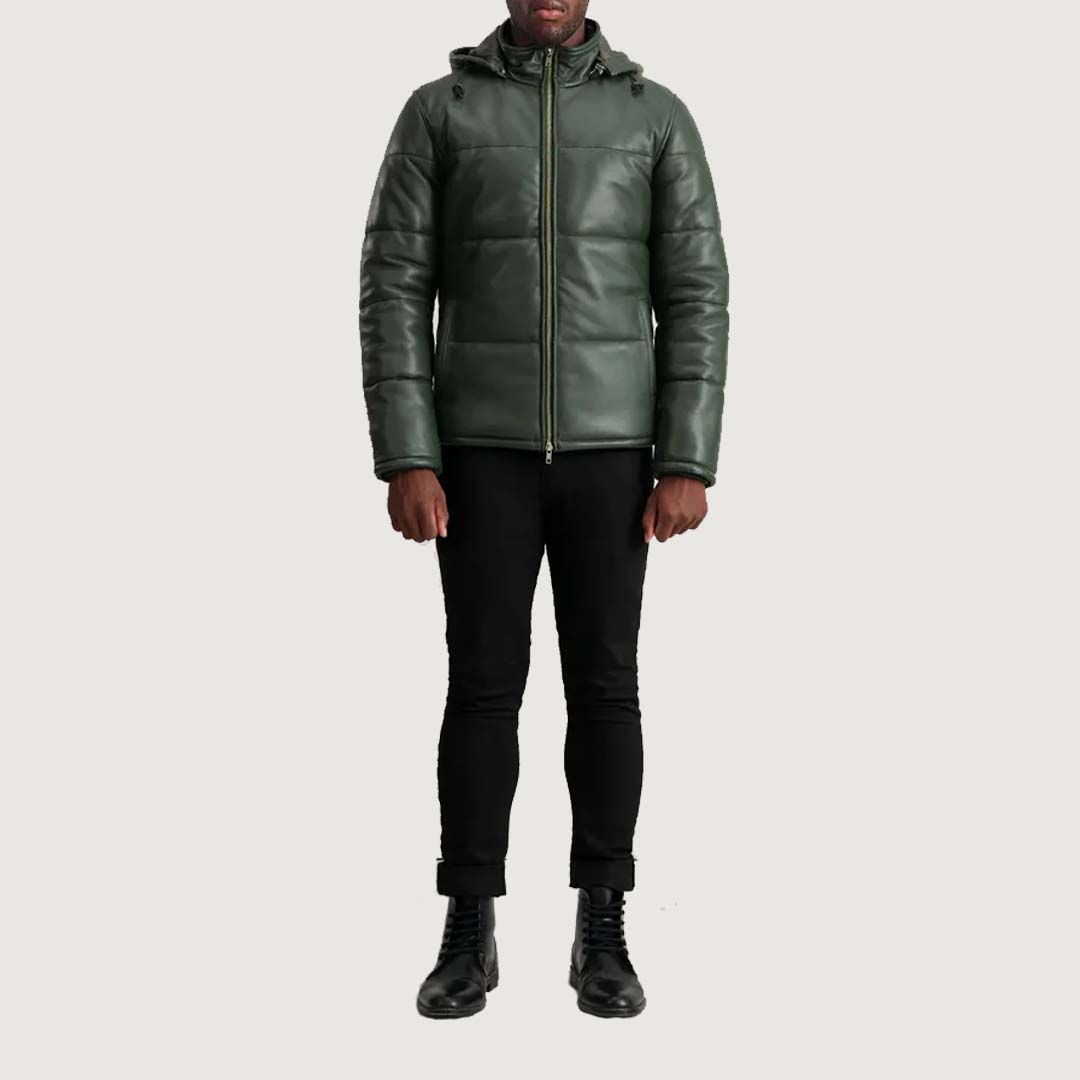 Gordon Green Hooded Leather Puffer Jacket
