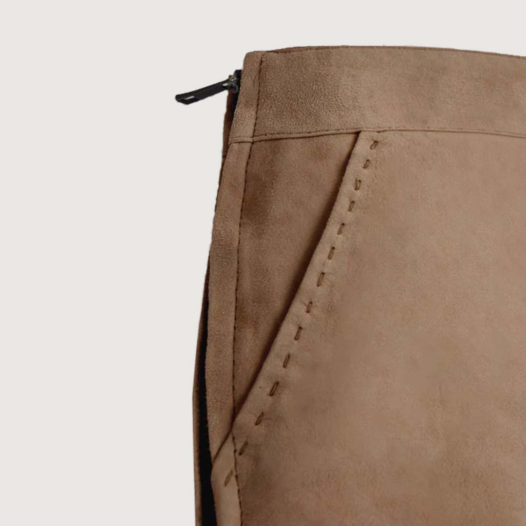 Subtle Beige Suede Leather Skirt