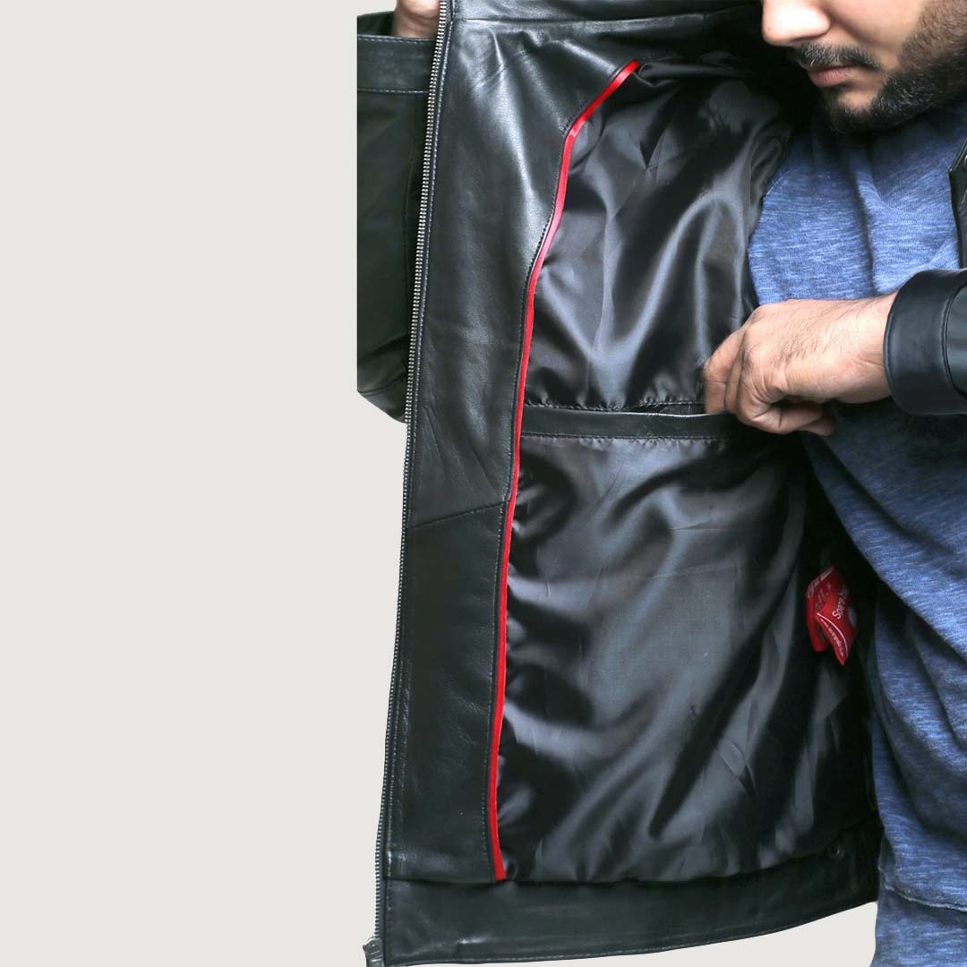 Men's Genuine Cow Rub Off Leather Coat (Trench Coat)