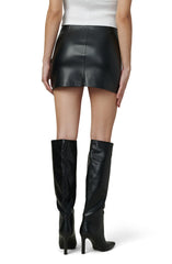 Velvet Edge Faux Leather Mini Skirt