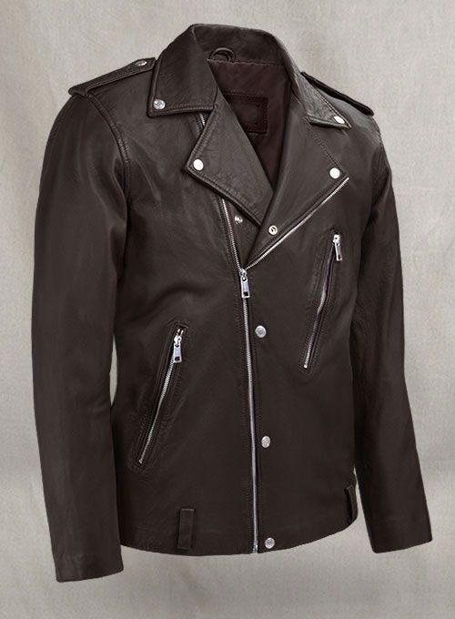 BEAST BROWN BIKER LEATHER JACKET