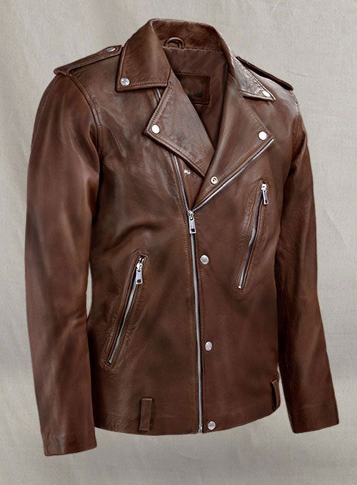 BEAST SPANISH BROWN BIKER LEATHER JACKET