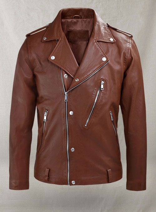 BEAST SPANISH BROWN BIKER LEATHER JACKET