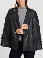 BIKER STYLE LEATHER CAPE PONCHO