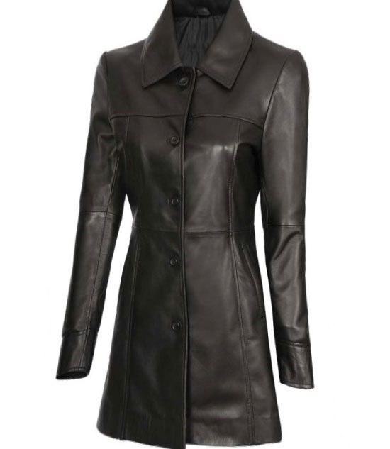 KANDIS WOMENS BLACK LEATHER CAR COAT