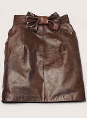 BOW BABE LEATHER SKIRT