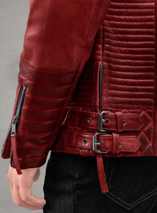 CHARLES BURNT RED LEATHER JACKET