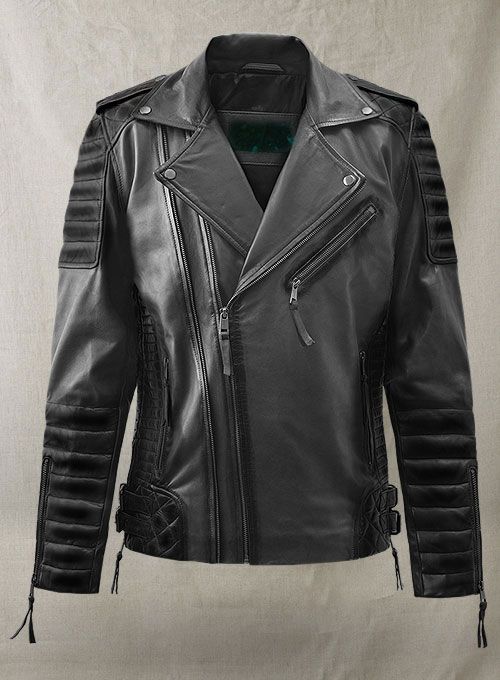 CHARLES BURNT CHARCOAL LEATHER JACKET