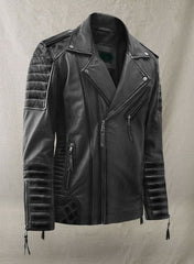 CHARLES BURNT CHARCOAL LEATHER JACKET