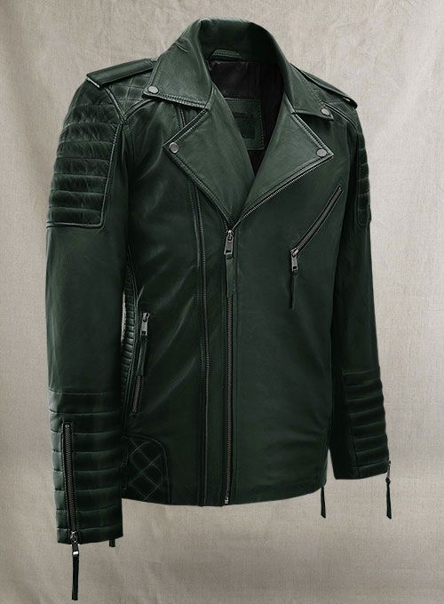 CHARLES BURNT GREEN LEATHER JACKET