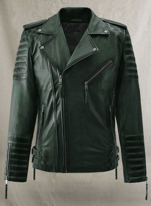 CHARLES BURNT GREEN LEATHER JACKET