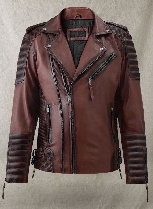 CHARLES BURNT MAROON LEATHER JACKET