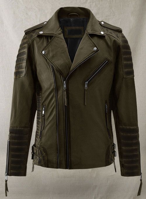 CHARLES BURNT OLIVE LEATHER JACKET