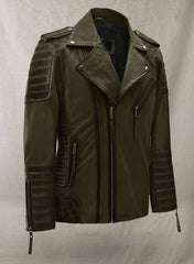 CHARLES BURNT OLIVE LEATHER JACKET