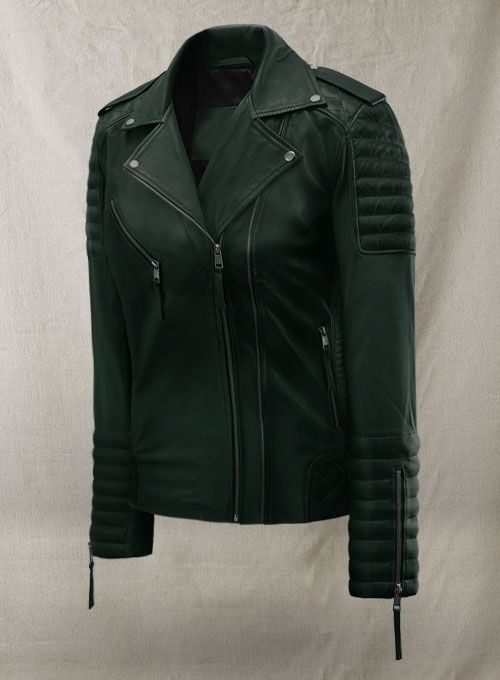 CHARLOTTE BURNT GREEN LEATHER JACKET