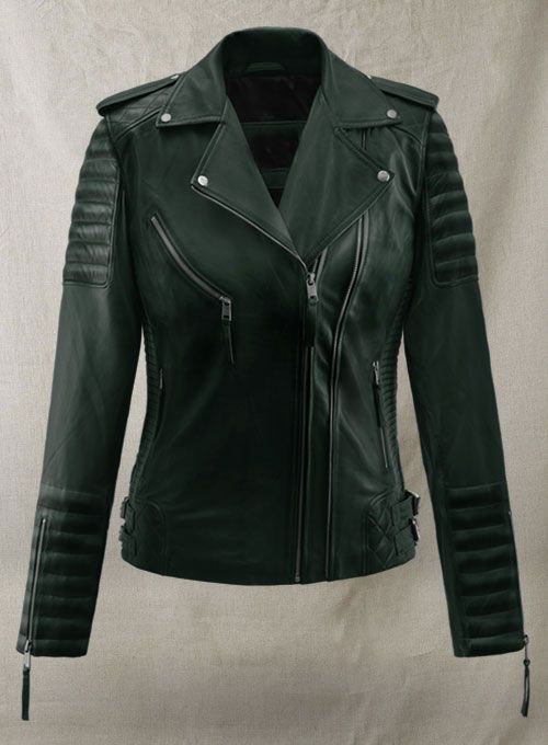 CHARLOTTE BURNT GREEN LEATHER JACKET