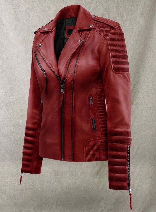 CHARLOTTE BURNT RED LEATHER JACKET