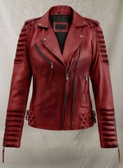 CHARLOTTE BURNT RED LEATHER JACKET