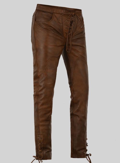 COWBOY LACE UP LEATHER PANTS