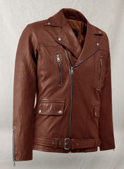 DAUNTLESS TAN BIKER LEATHER JACKET